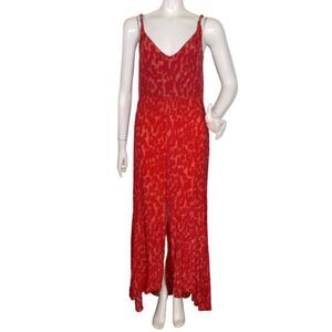 KARINA GRIMALDI Silk Dress, S, Jamaica, Maxi, Twisted Straps, V-neck, High Slit